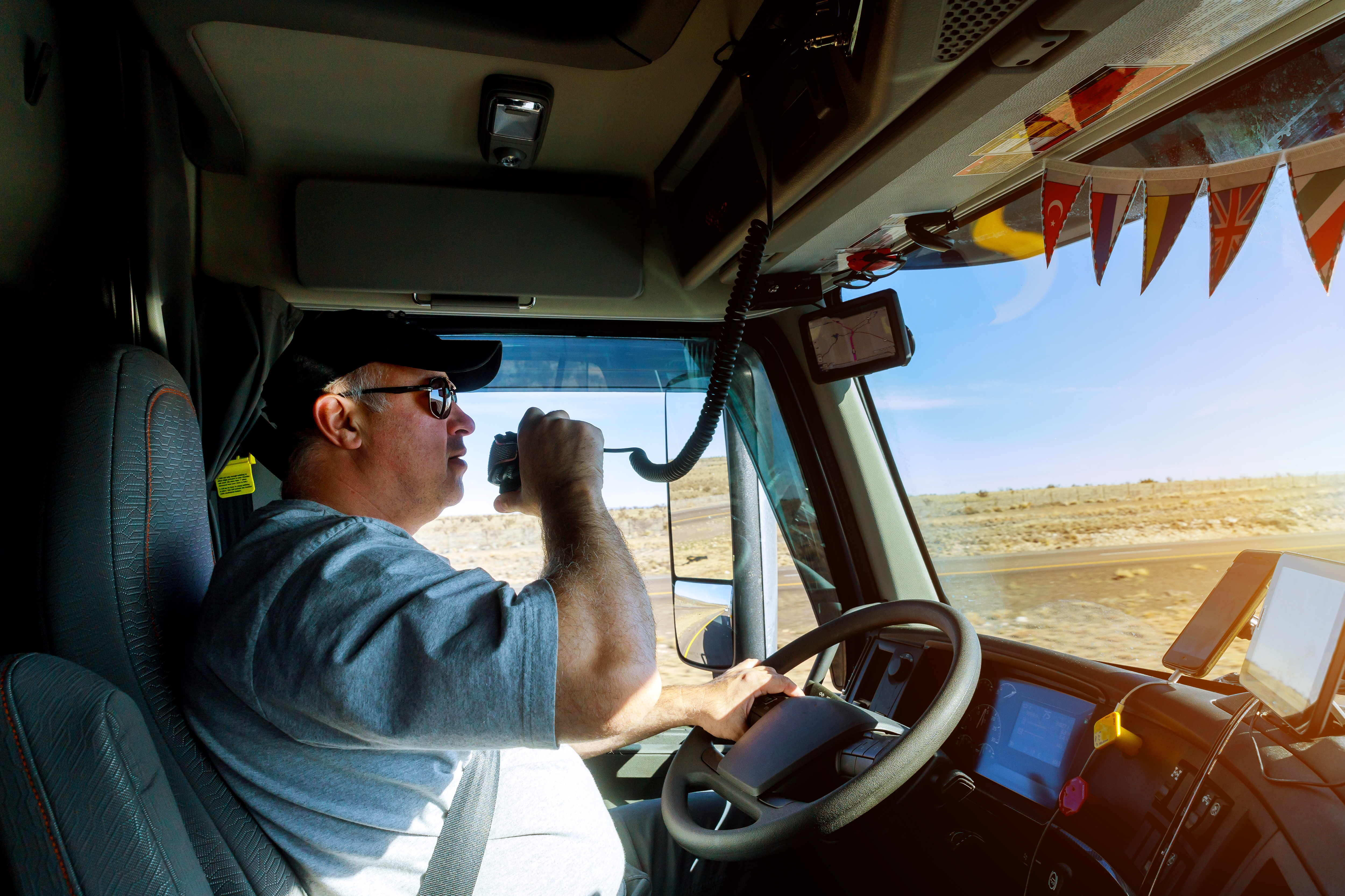 man talking on cb radio