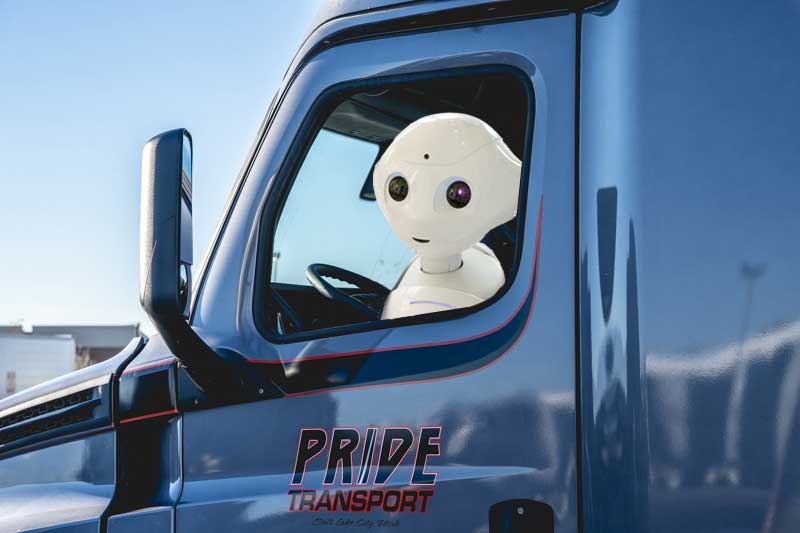 robot driving a semi truck