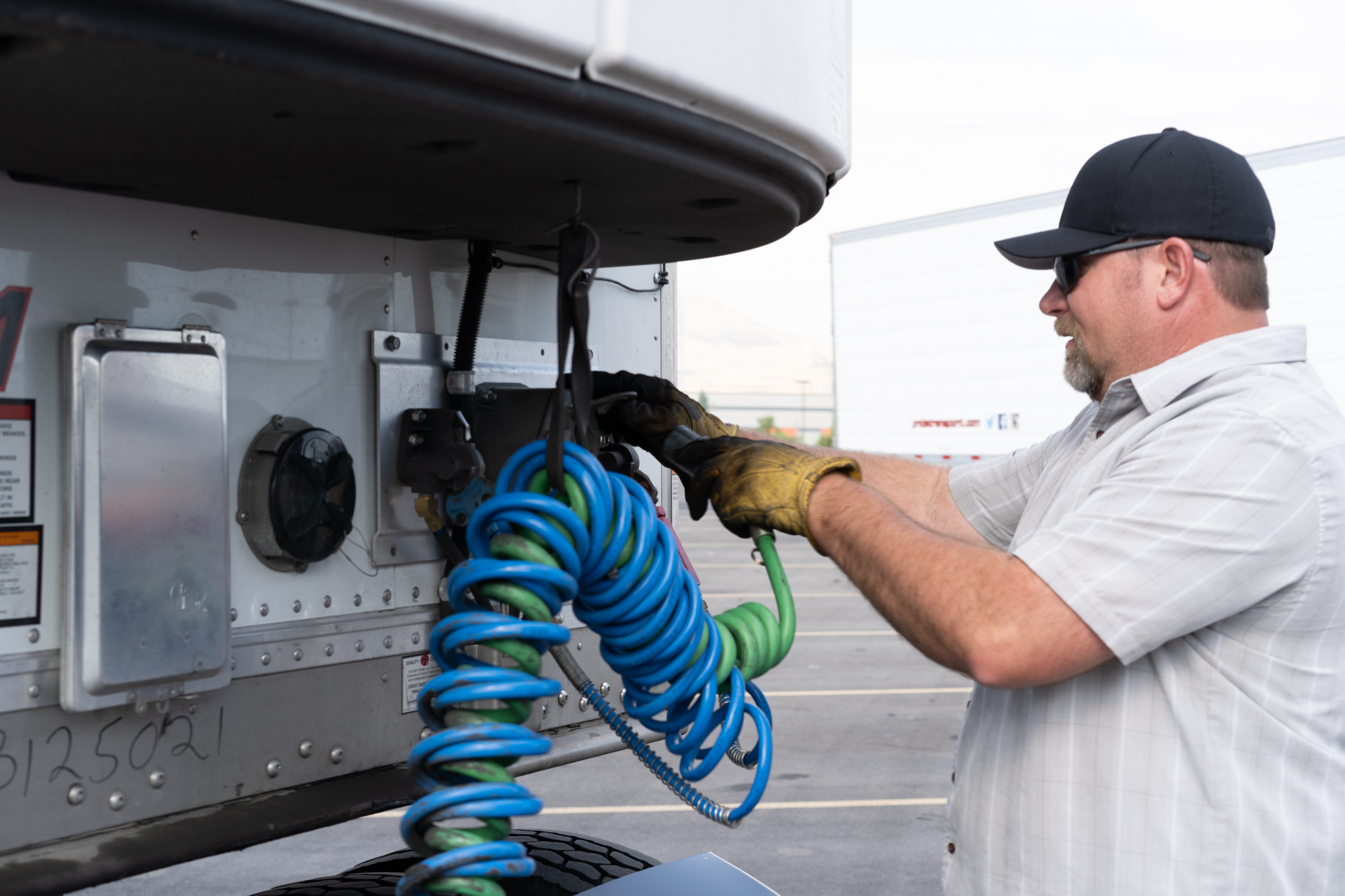 pride transport driver pre-trip inspecion on truck
