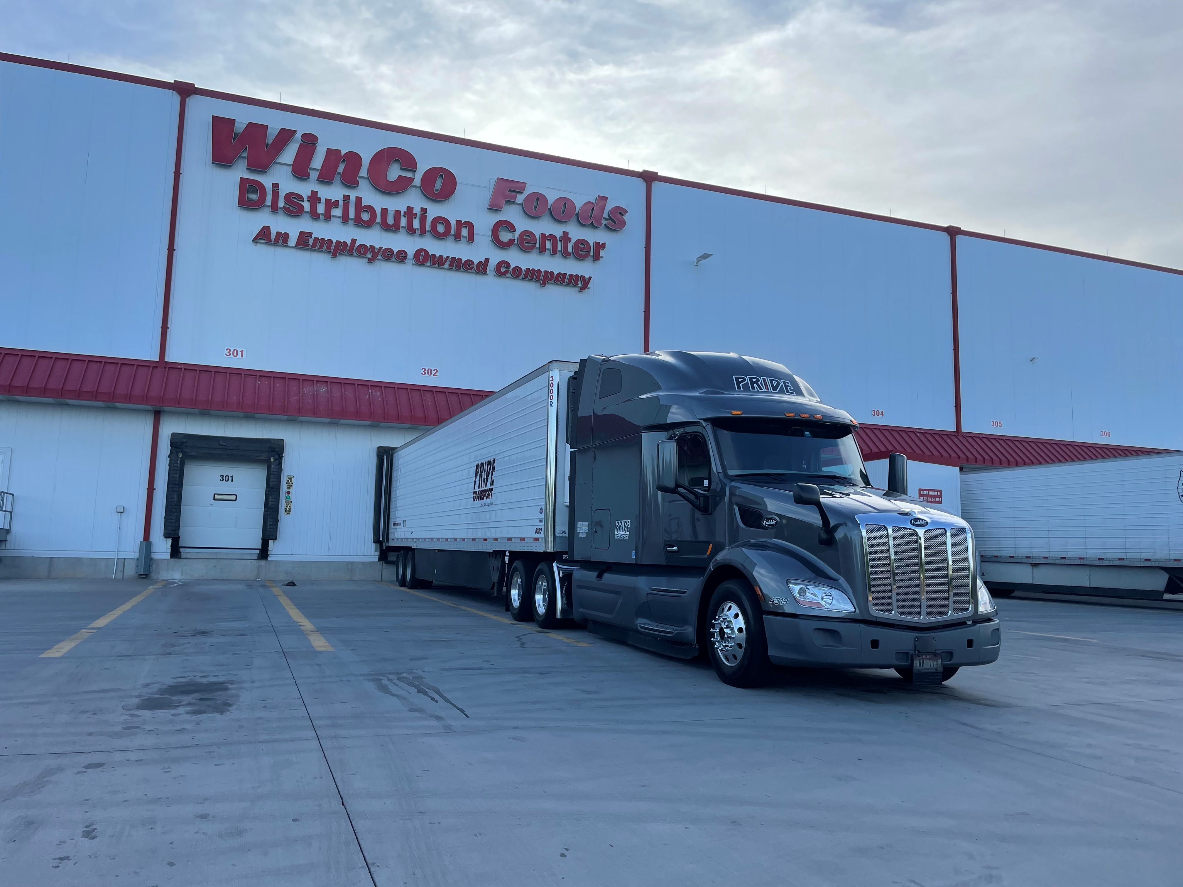 pride transport truck at customer warehouse