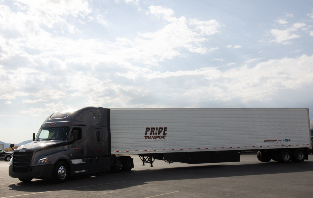 pride transport truck from the side