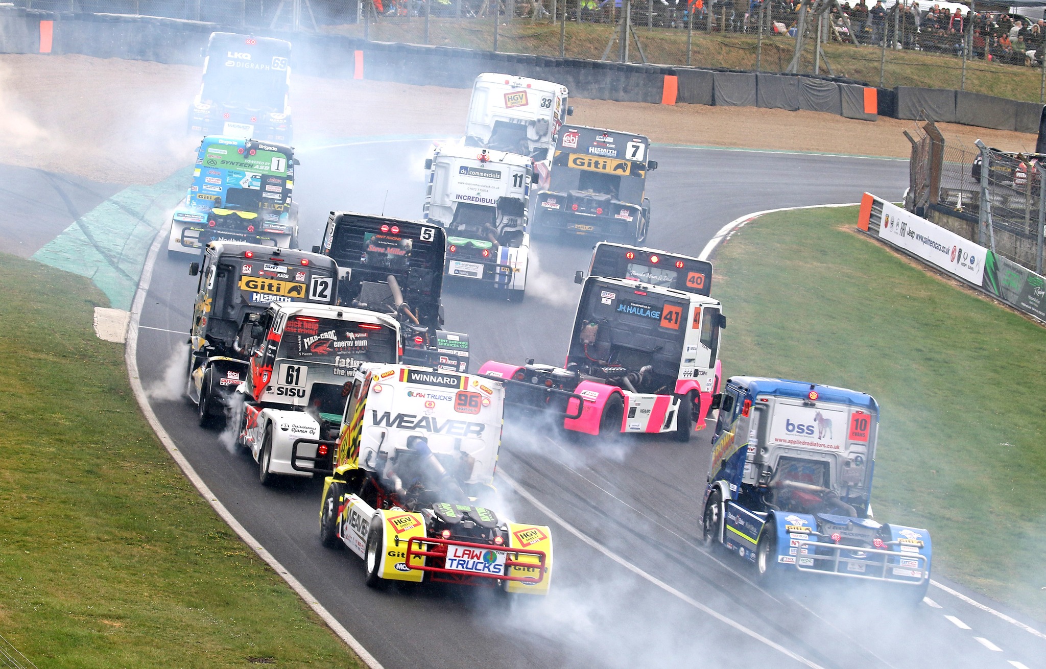 smoke on the track at convoy in the park