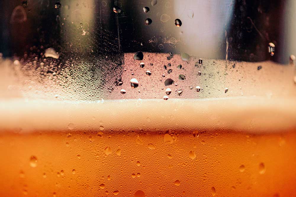close up of a beer in glass