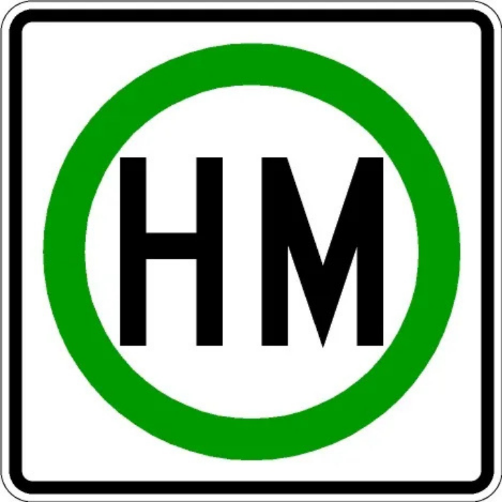 hm with green circle sign
