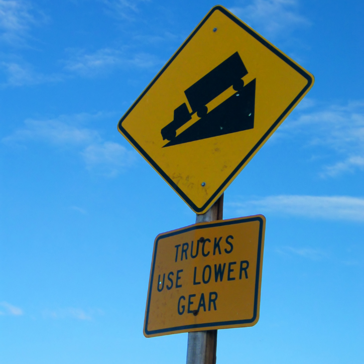 steep grade next 5 miles sign