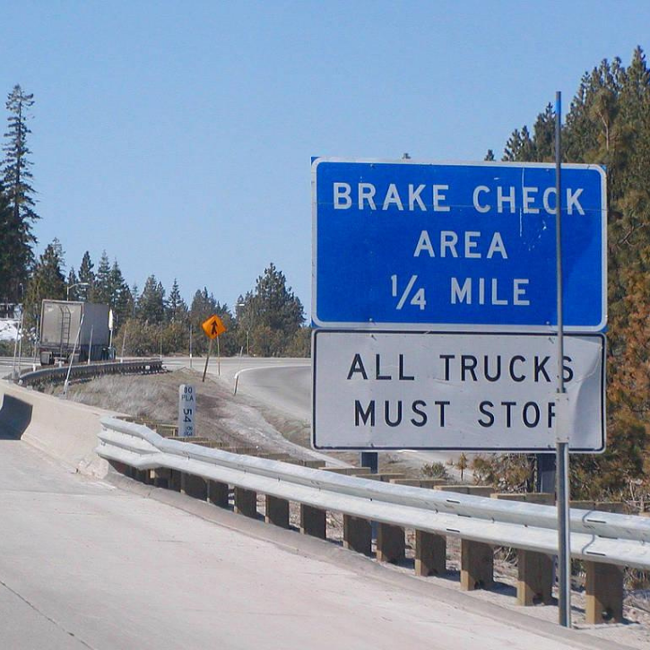 truck brake check area sign