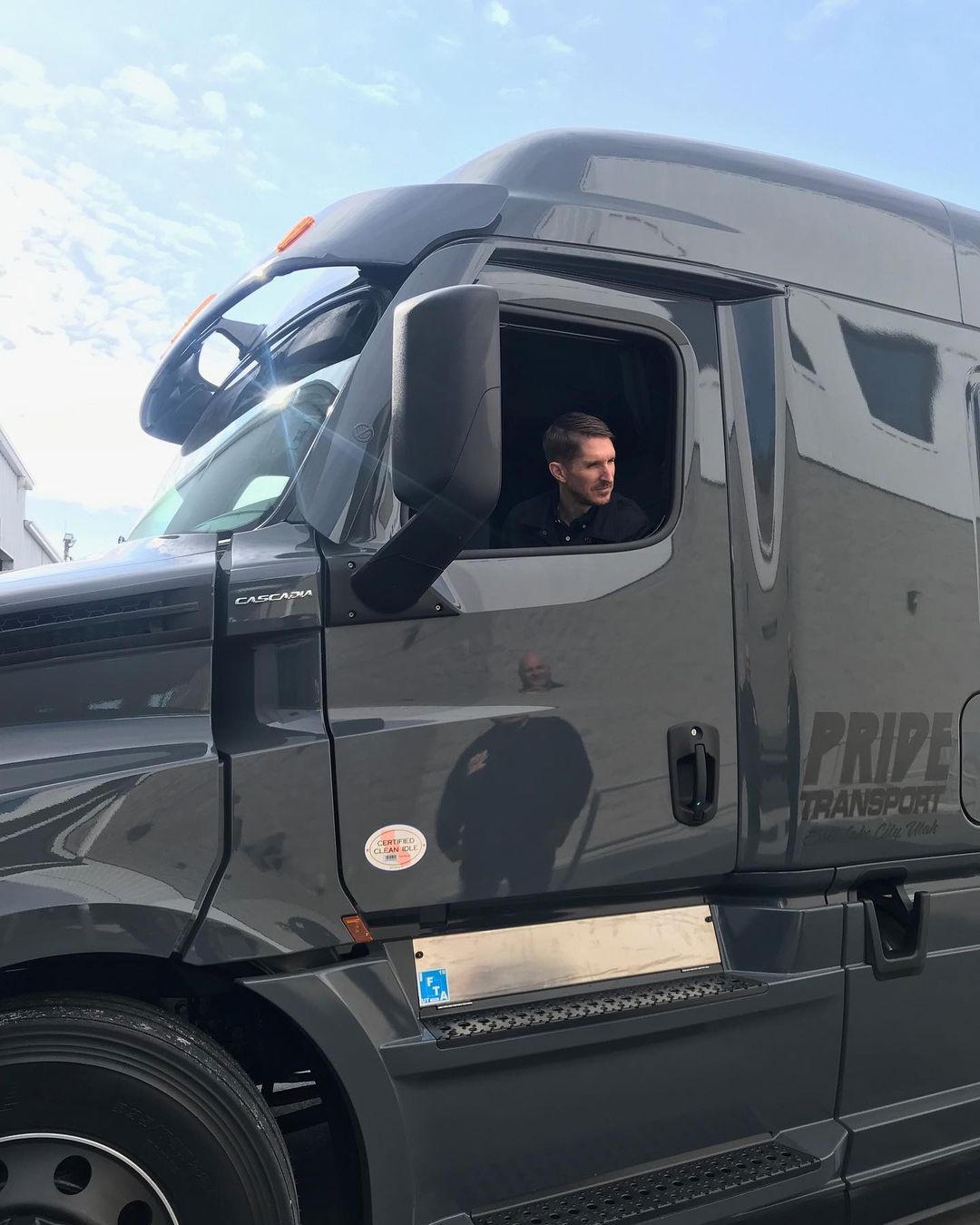 Jay England backing up a Pride Transport truck