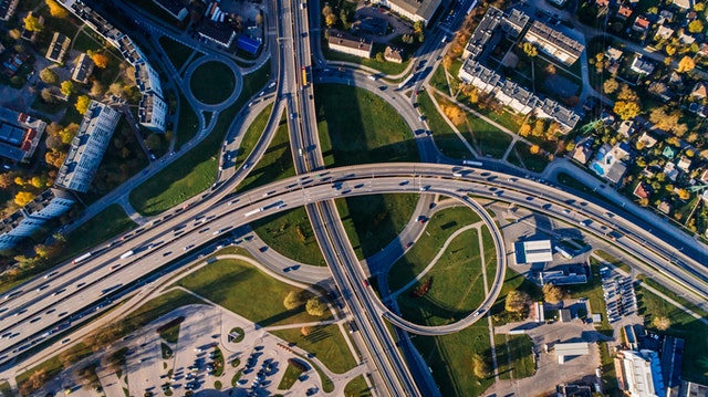 ariel view of freeway