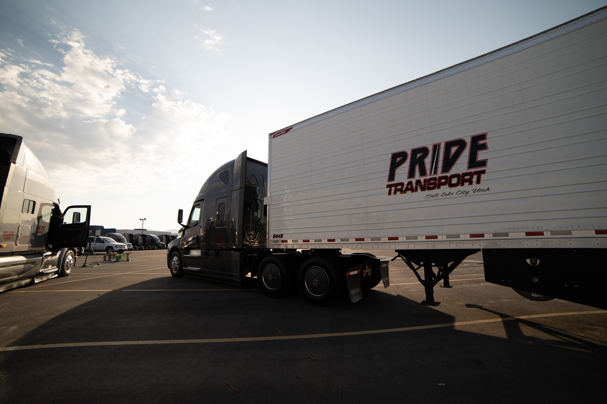 washed Pride Transport semi in a parking lot