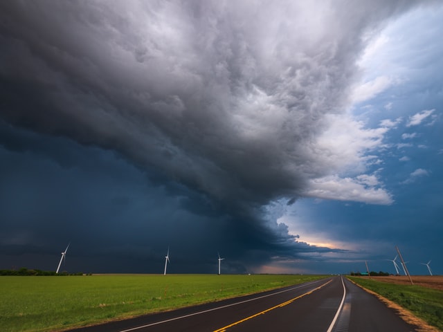 storm rolling in over highway