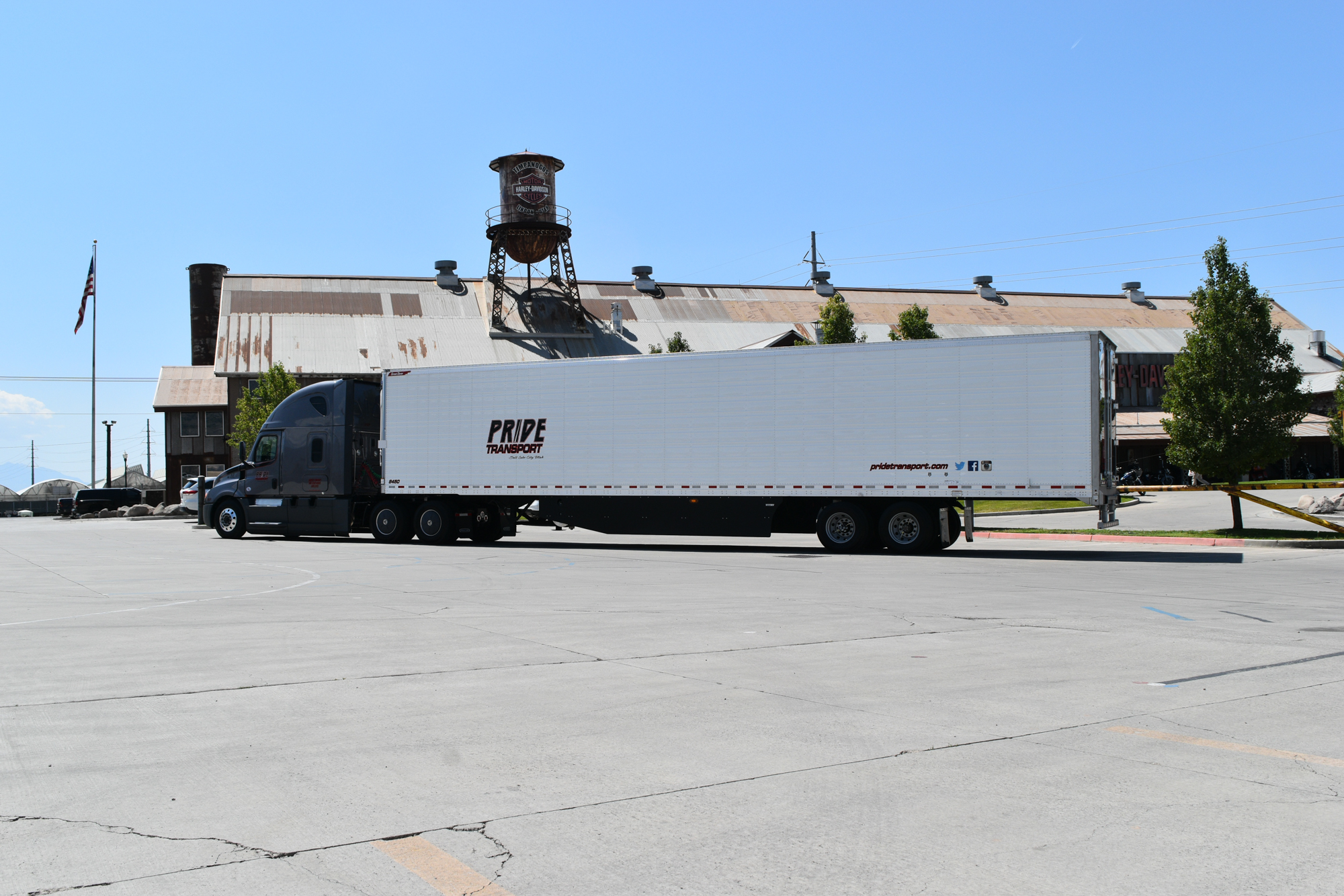 pride transport truck at harley davidson warehouse