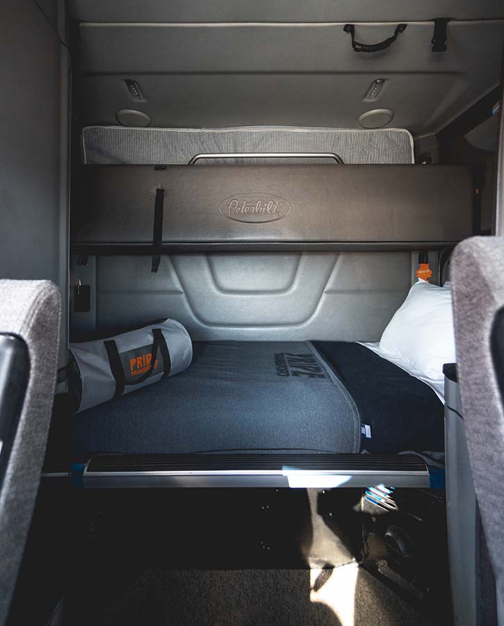 sleeping bunk in semi-truck
