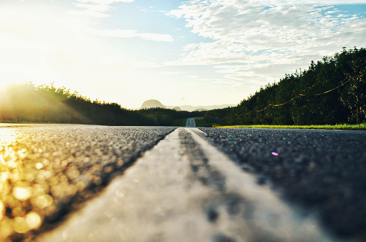 worms eye view of an empty highway