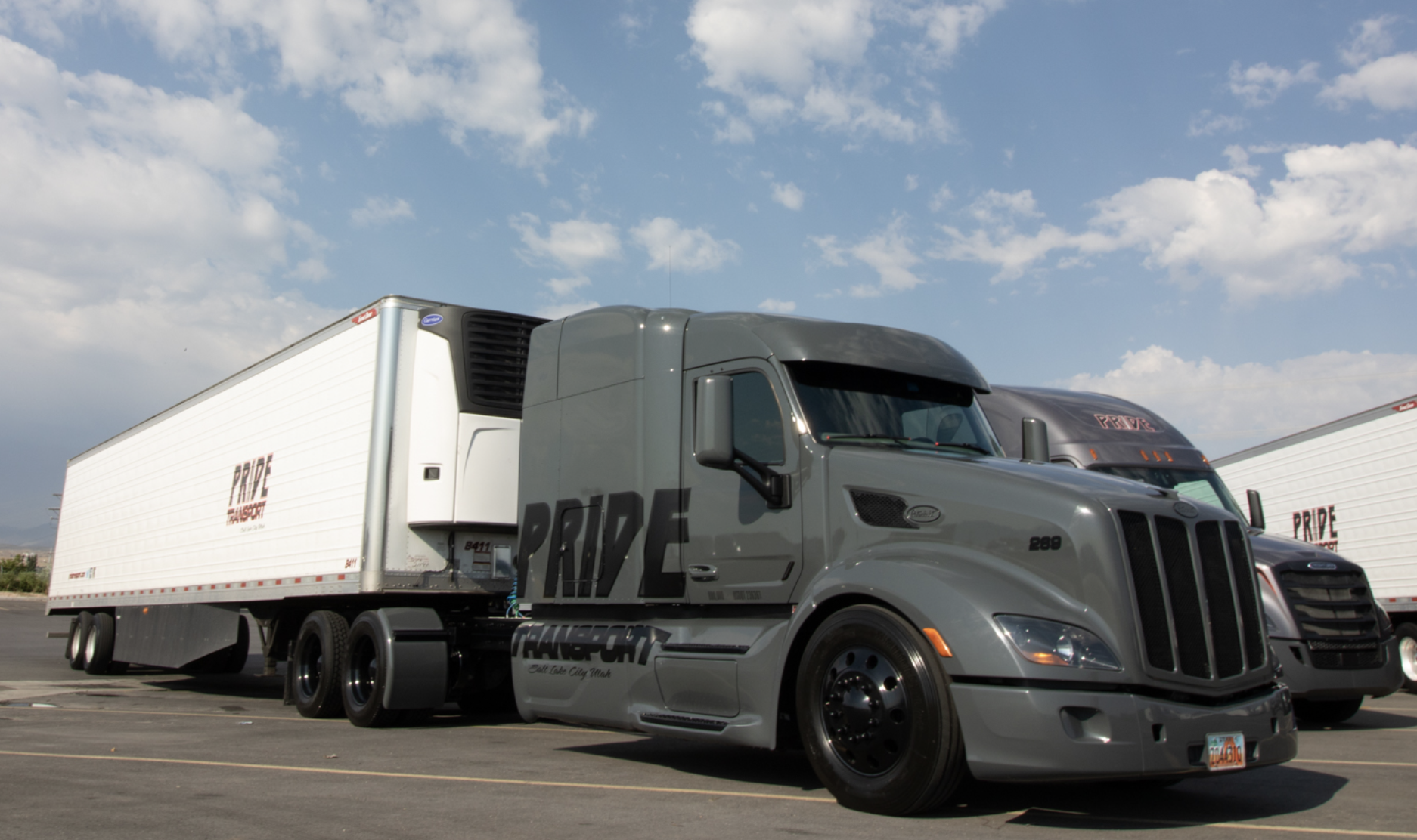 pride transport truck in parking lot