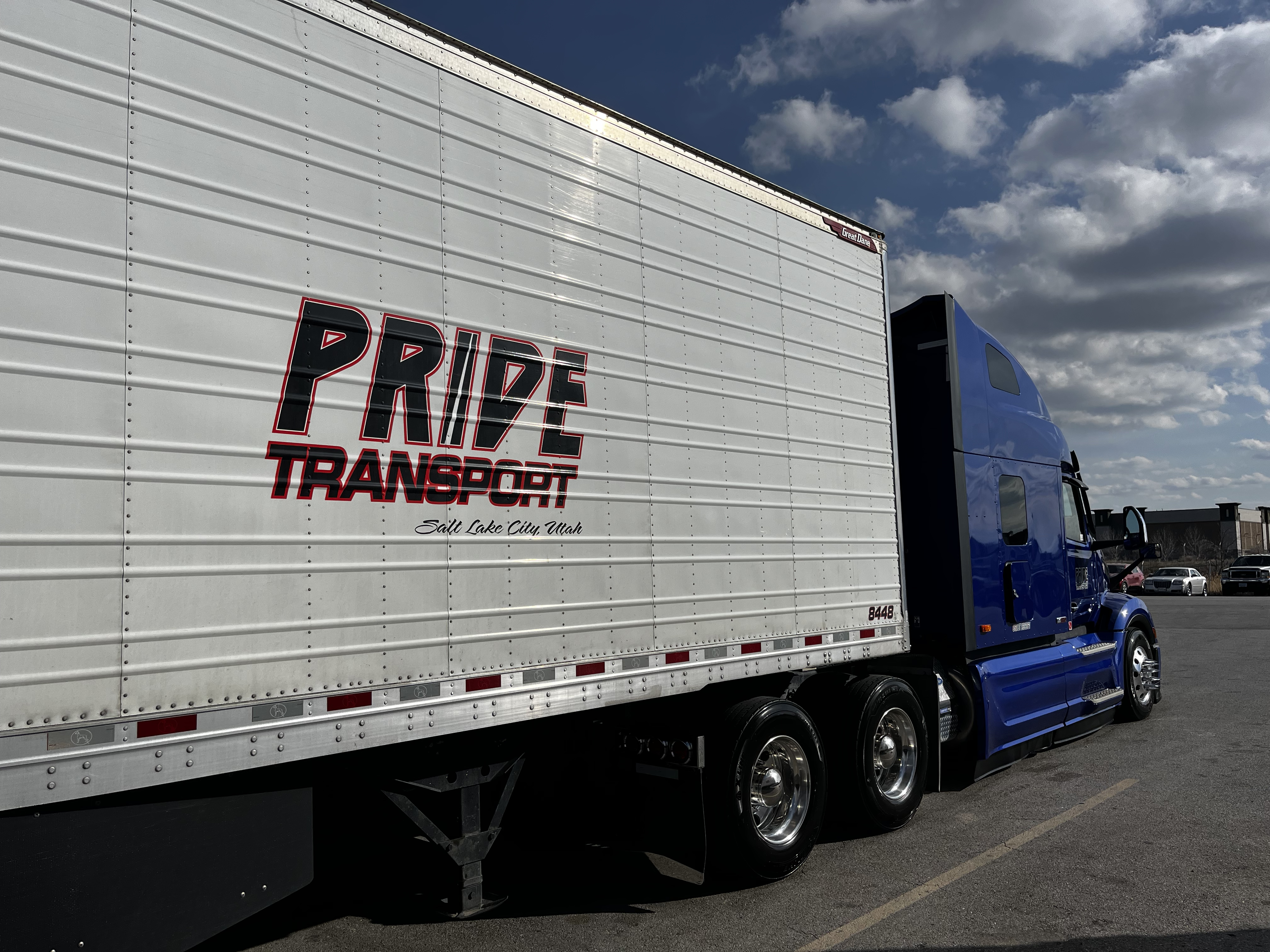 side view of pride transport truck